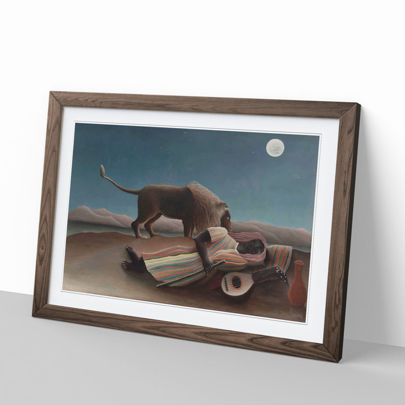 The Sleeping Gypsy by Henri Rousseau - Framed Print, 36cm H x 48cm W x 2cm D, Walnut Framed