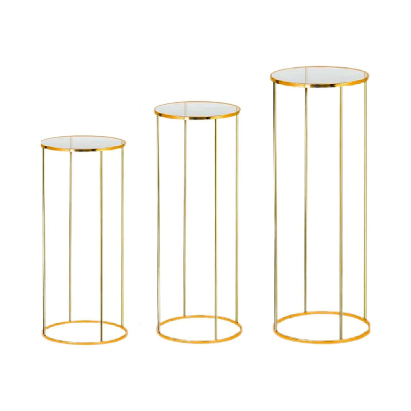 Metal Round Cake Pedestal Tables 3 Pcs for Wedding Display