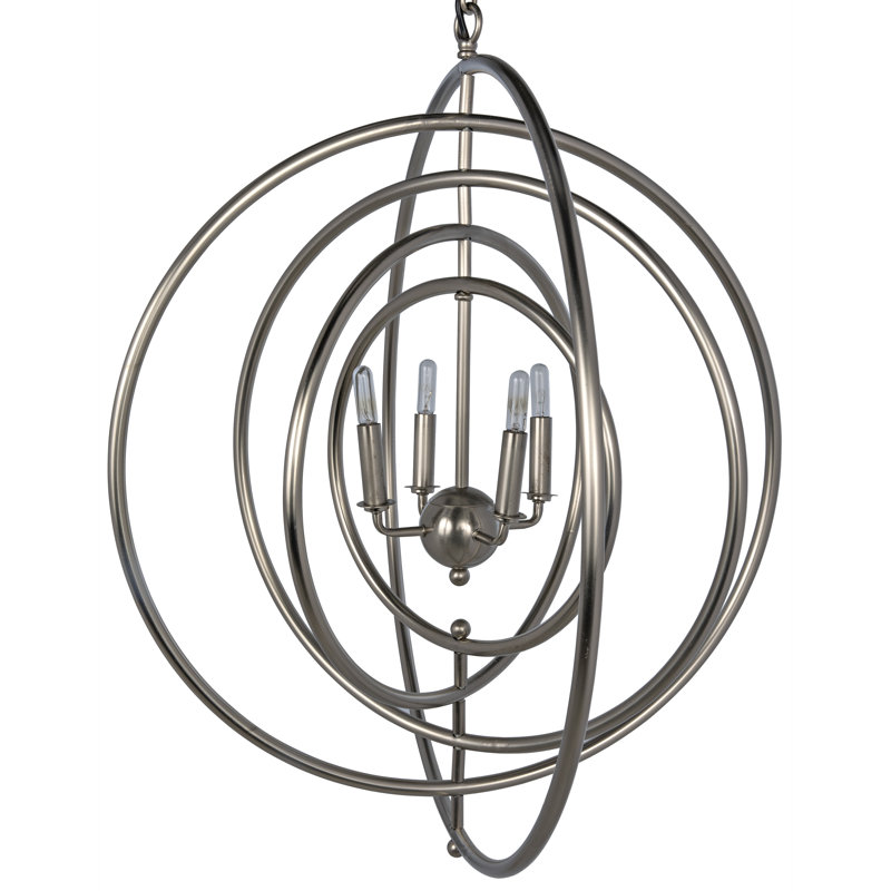 Brooks 4 - Light Chandelier, Antique Silver