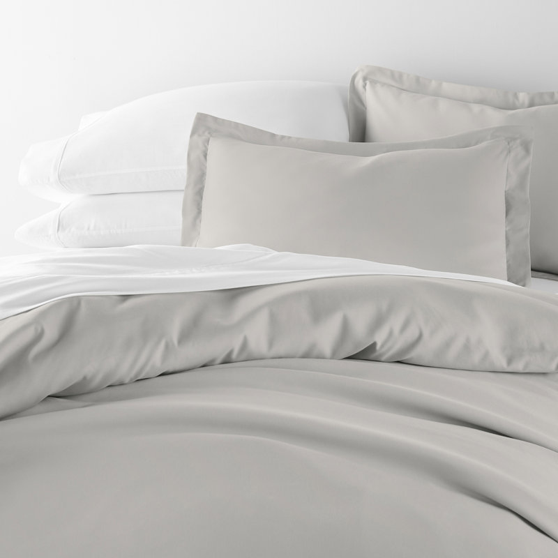 Super Soft Microfiber Duvet Cover Set, Light Gray, King Duvet Cover + 2 Shams