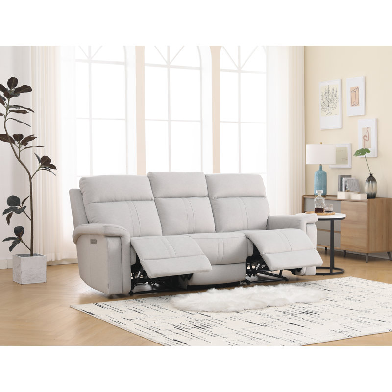 Jonestown 88.2" Upholstered Modern Power Reclining Loveseat Sofa With Adjustable Lumbar Support & Headrest, Silver
