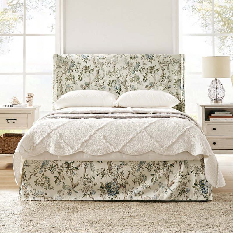 Carlyon Upholstered Platform Bed with Washable Slipcover and Under-bed Storage, Queen, Pattern SILVER