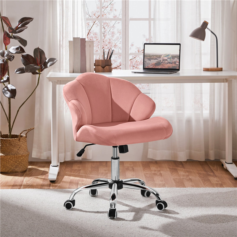 Desk Chair with Rolling Wheels, Pink