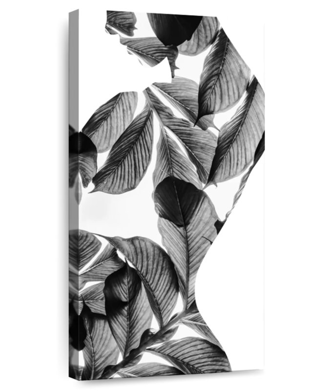 Silhouette fille feuille, H 54 po x l 27 po