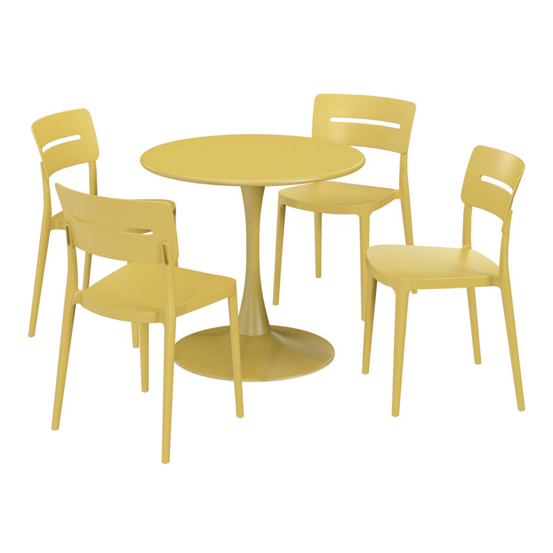 Ensemble repas extérieur pour 4 personnes, H 29 po x l 31,5 po x P 31,5 po, Yellow, 4