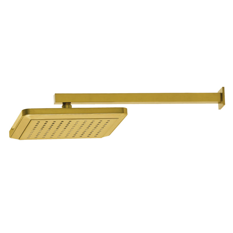 Kingston Brass Shower Scape 9-5/8-Inch Square Raindrop ABS Shower Head with 15-3/4-Inch Shower Arm, Brushed Brass