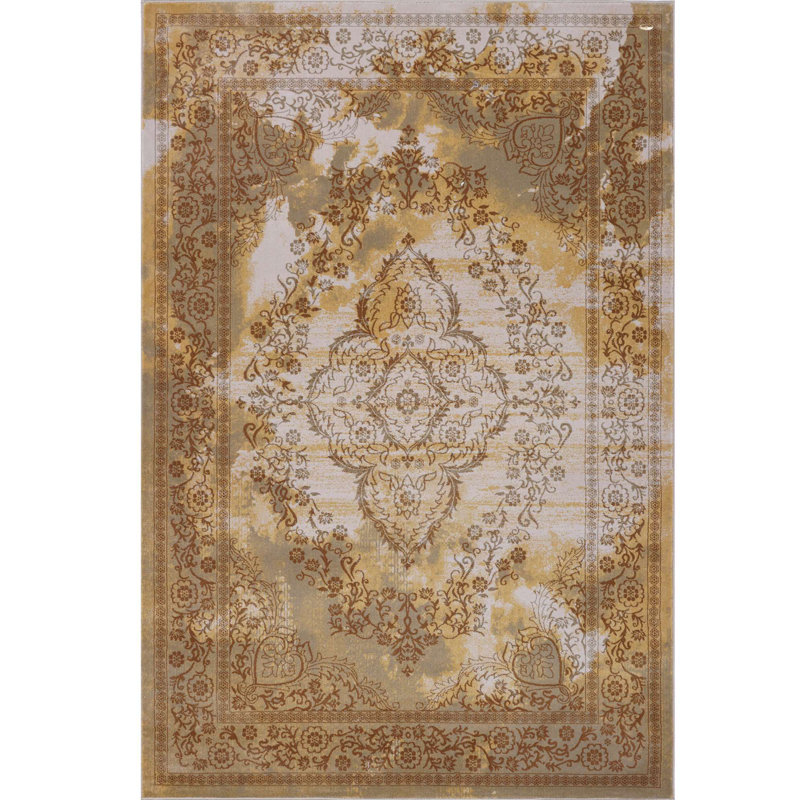 Tapis brun à motif floral Lauren, Rectangle 5 pi 3 po x 7 pi 7 po