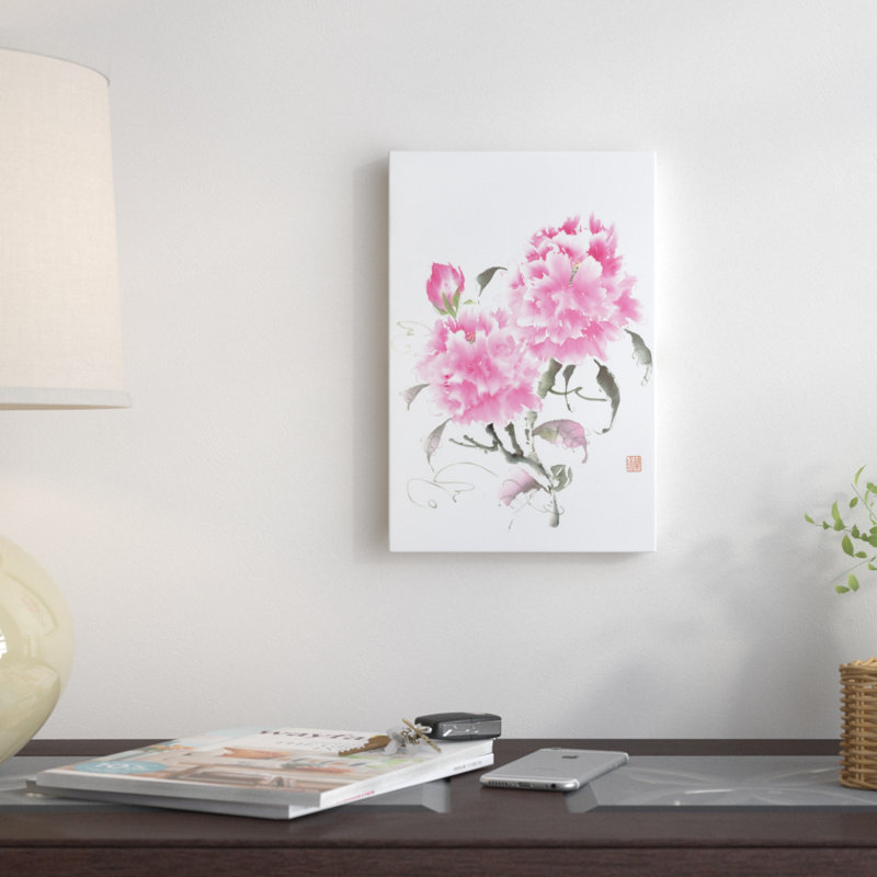 «Peony Blossoms II», reproduction d'art sur toile, H 26 po x l 18 po x P 1,5 po, Toile avec cadre noir, Pas de tapis
