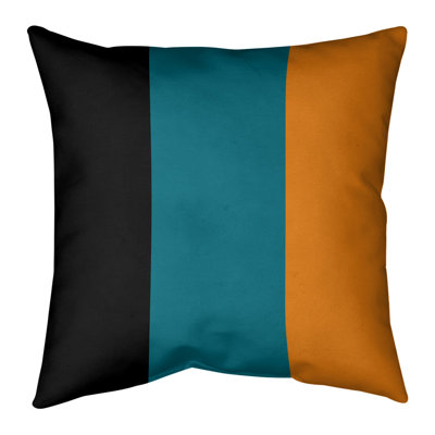 Striped Leather/Suede Reversible Throw Pillow