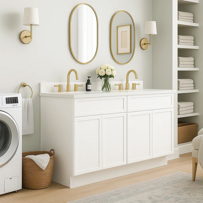 Base de meuble-lavabo double 48 po seulement, Blanc