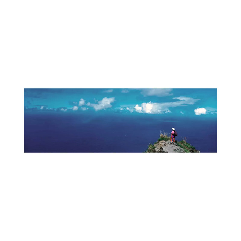 Hiker Pali Kokee State Park Kauai HI USA - Wrapped Canvas Panoramic Print, 30.48 cm H x 91.44 cm W x 1.91 cm D