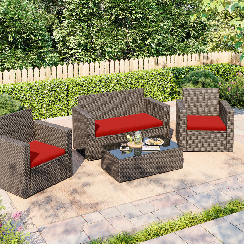 Outdoor Seat Cushions 3” Replacement Cushions Set, Red