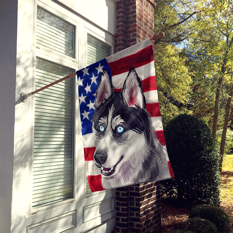 Polyester à 2 côtés 28 x 40 po drapeau maison, Husky sibérien