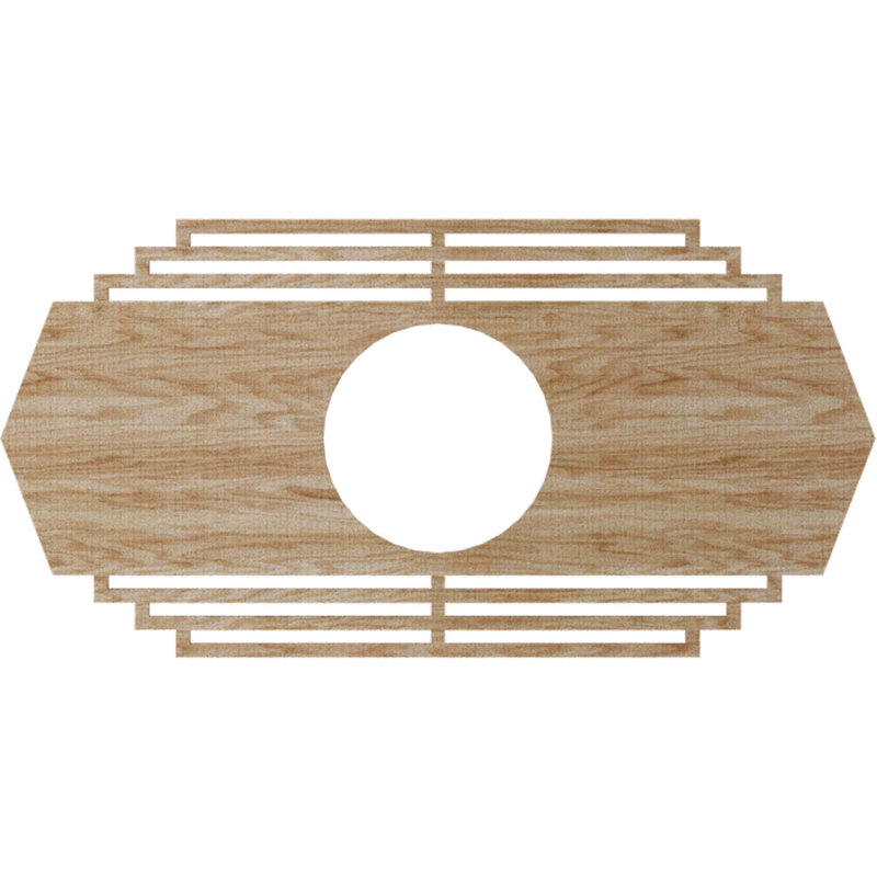 Médaillon de plafond en bois Chrysler, H 17 po x l 34 po x P 0,25 po, Chêne rouge