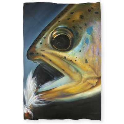 Golden Trout Fly Fishing Flie Duvet Cover | Rustic Man Cave Decor