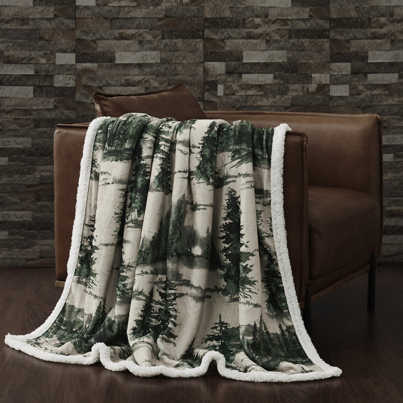 Jeté Campfire en molleton rustique Sherpa, 54 x 68 pouces, Vert Joshua
