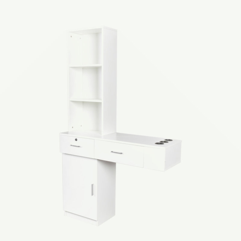 Bureau à cheveux blanc moderne et simple, rangement multicouche, grand espace de rangement