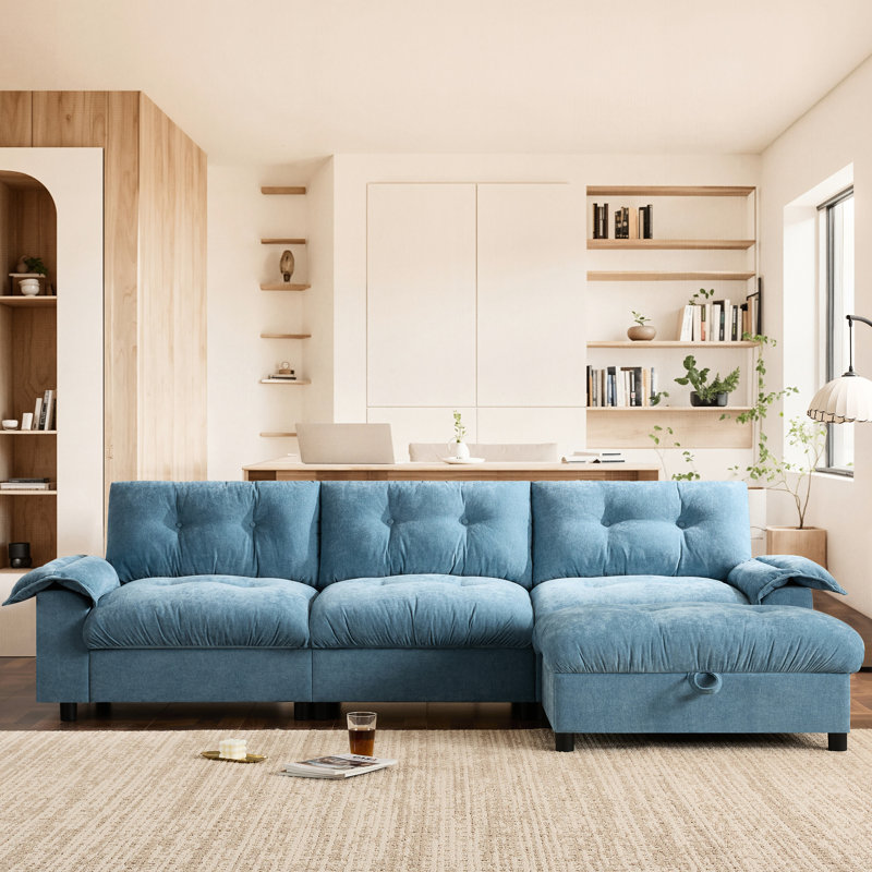 104 po x 60 po, accoudoir modulaire multifonctionnel, double charge, porte-gobelet, rangement latéral, mobile, chenille, 4 sièges pour l'ambiance de la maison en forme de L, accoudoir avec deux poches de rangement, détente en chenille