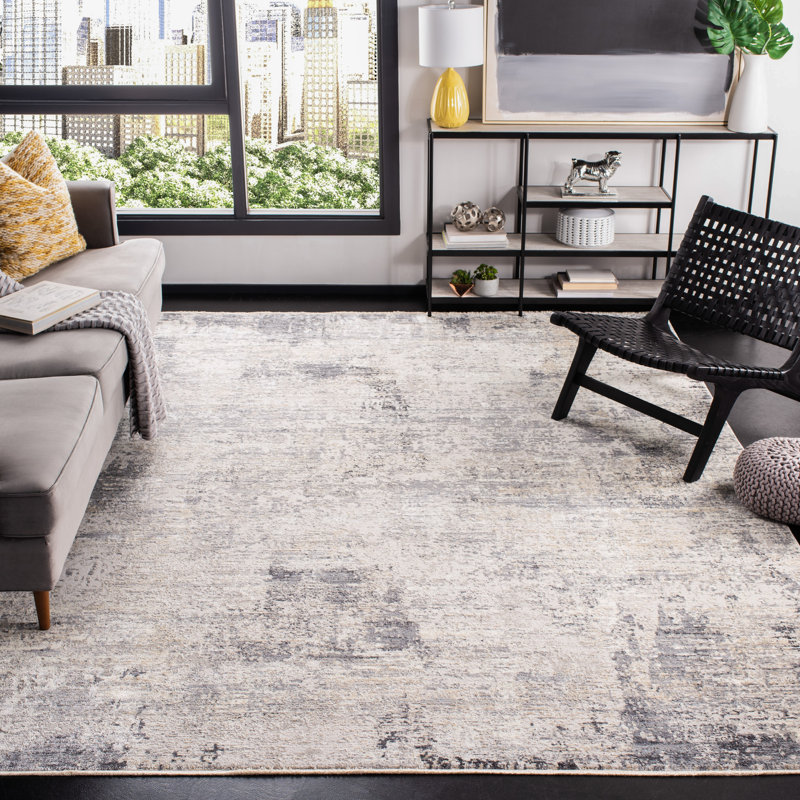 Tapis gris / vert Adal, Rond 6 pi 7 po