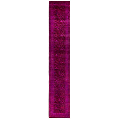 Overdyed One-of-a-Kind 2' 7" X 13' 10" Hand Knotted Area Rug