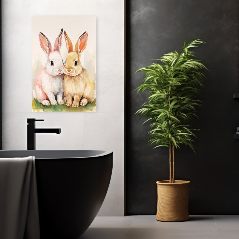 Cute Bunny Pair by Ohkimiko - Wrapped Canvas Print, 60.96 cm H x 40.64 cm W
