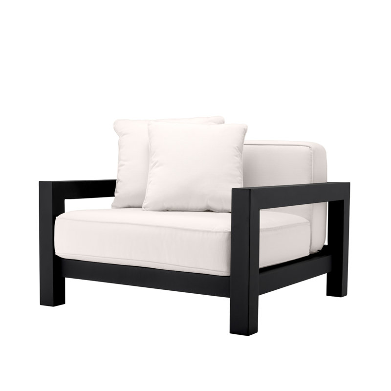 Chaise de patio avec coussins Sunbrella Cap-Antibes, Noir