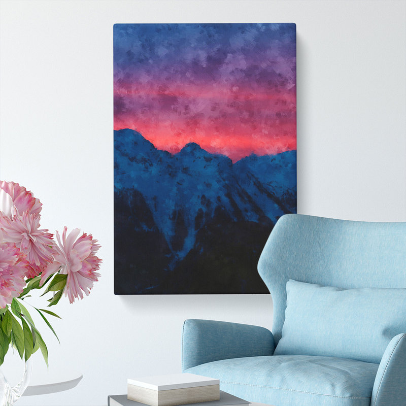 Mountain Sunset In Sion Switzerland - Wrapped Canvas Painting, 76cm H x 50cm W x 3cm D