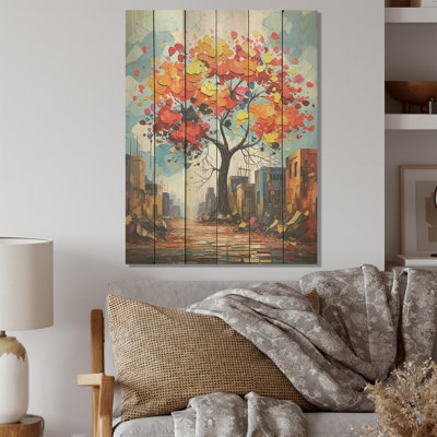 Graffiti Style Baobab Tree - Tree Baobab Wood Art On Natural Pine Wood
