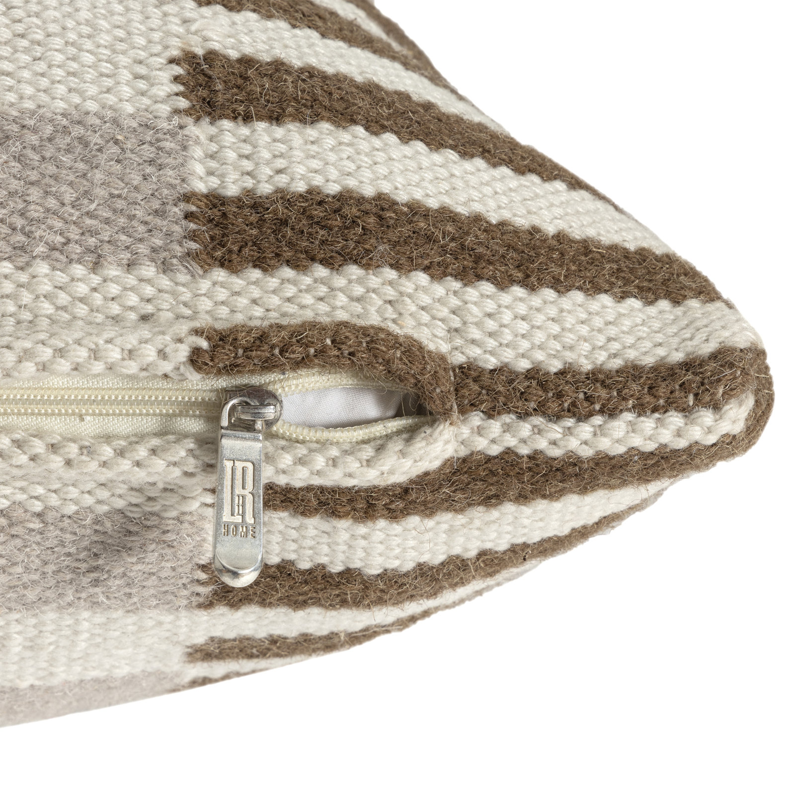 Atelier Contemporary Geometric Hand-Woven Throw Pillow, Polyester, Brown/Gray, Square 24"H x 24"W