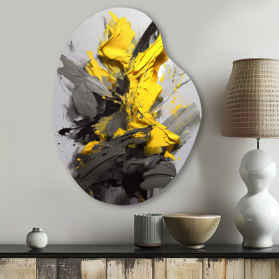Clougher - Geometric Asymmetrical Metal Wall Art, Yellow Freeform Metal Art Print