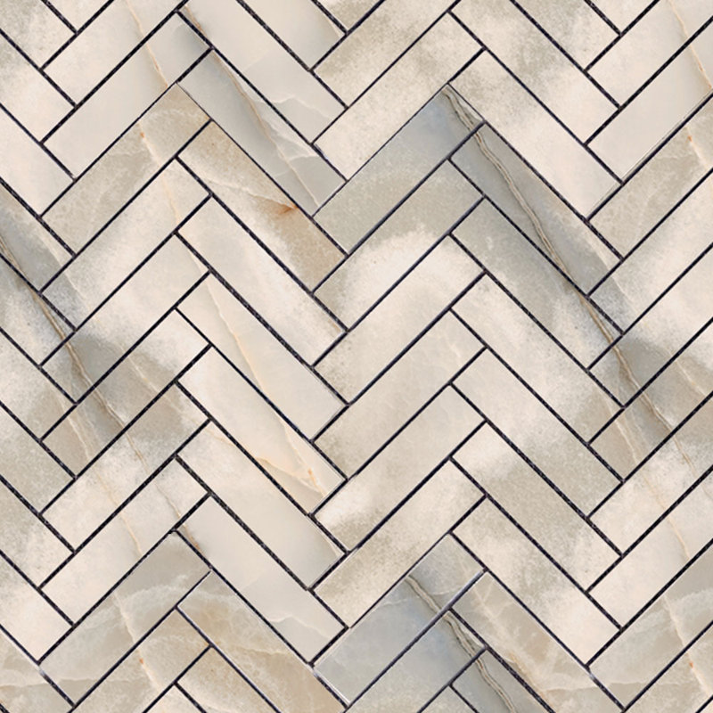 Virtue 1X4 Herringbone Mosaic Polished Noisette, Beige
