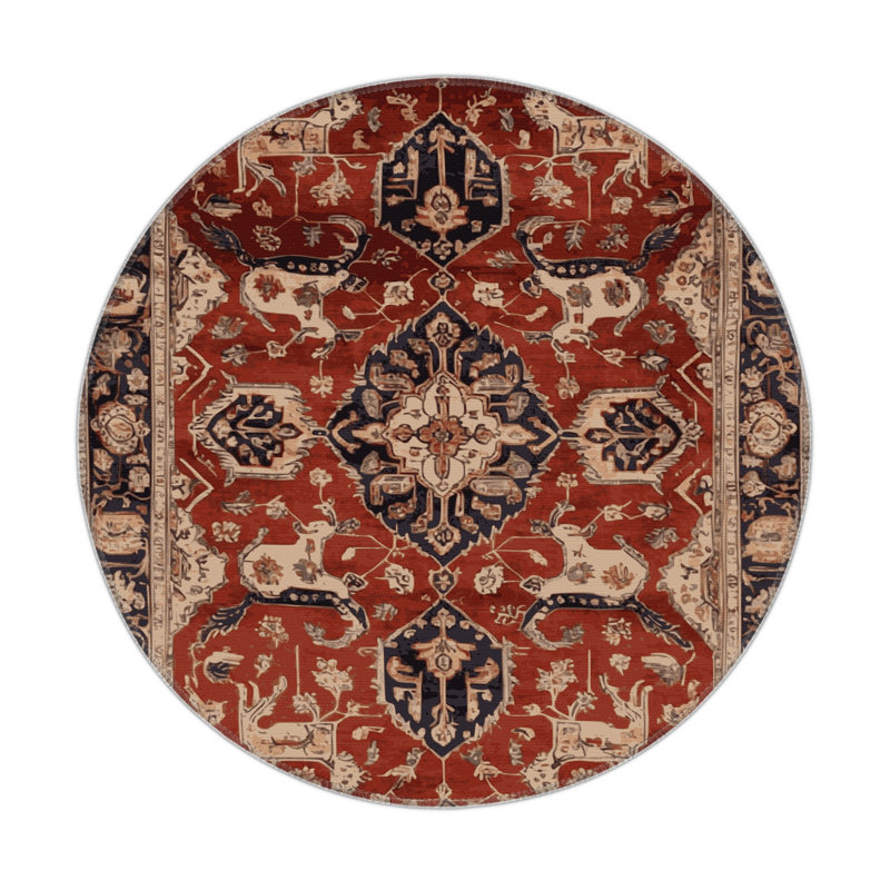 Tapis d'intérieur et d'extérieur brun Persian, Rond 5 pi