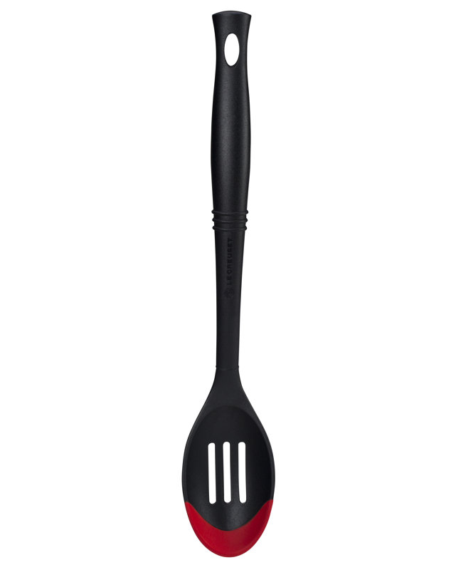 Cerise and Black Bi-Material Slotted Spoon