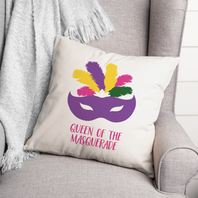 Housse et insert de coussin carré King and Queen of Mardi Gras