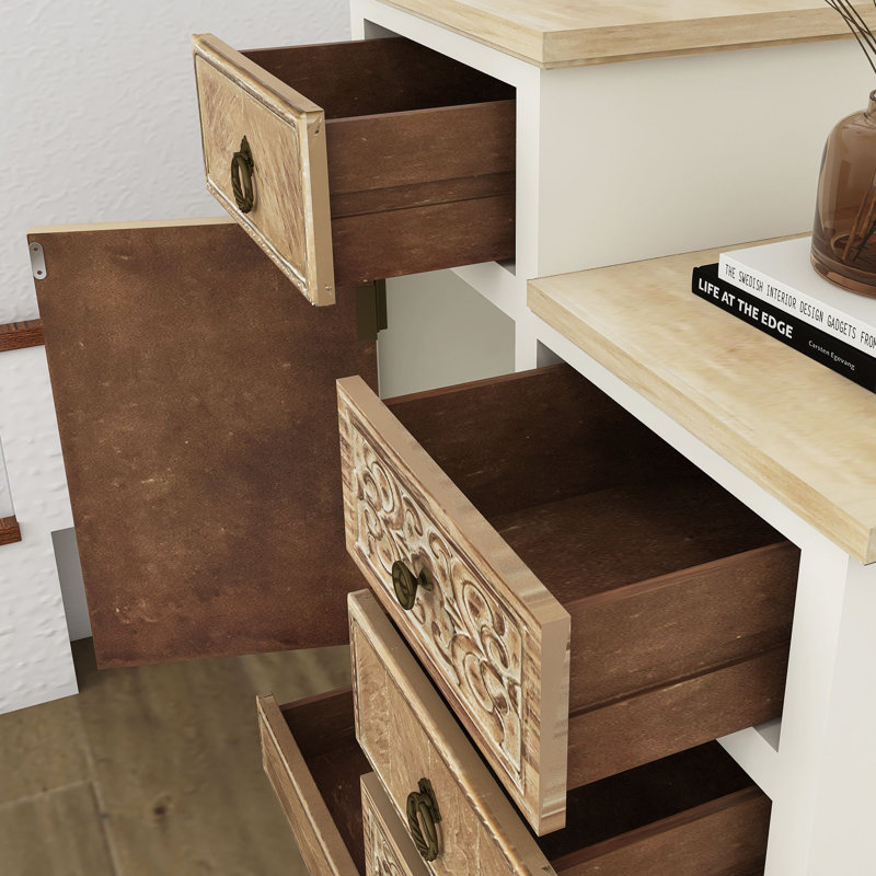30.25" Height Accent Cabinet In Antique White With Drawers