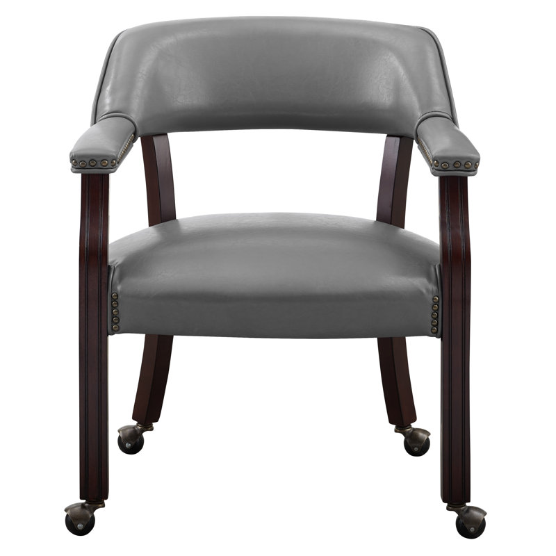 Fauteuil à accoudoirs en bois massif Alandria, Gris