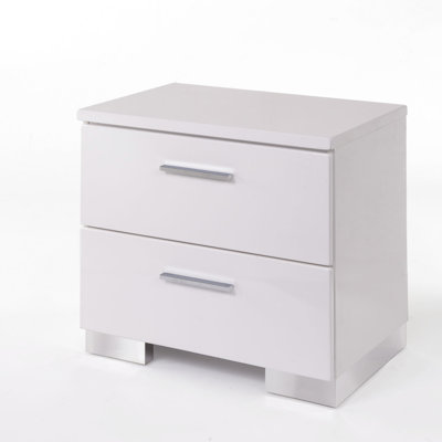 Table de chevet contemporaine blanche avec pieds - Option de rangement pratique pour la chambre à coucher