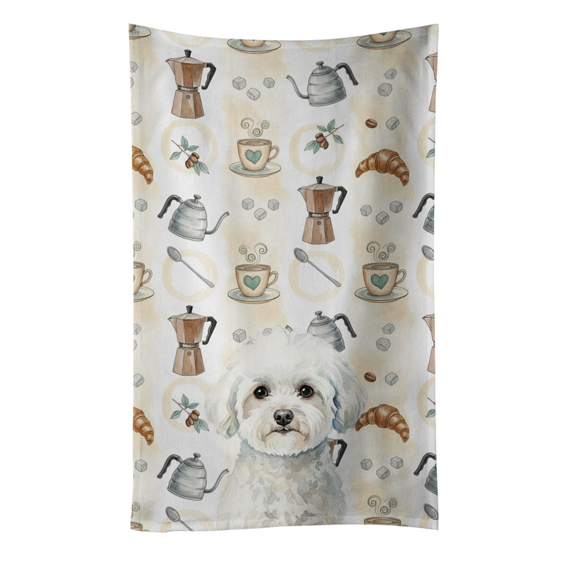 Bichon Frise Coffee Bar Kitchen Towel, Bichon Frise