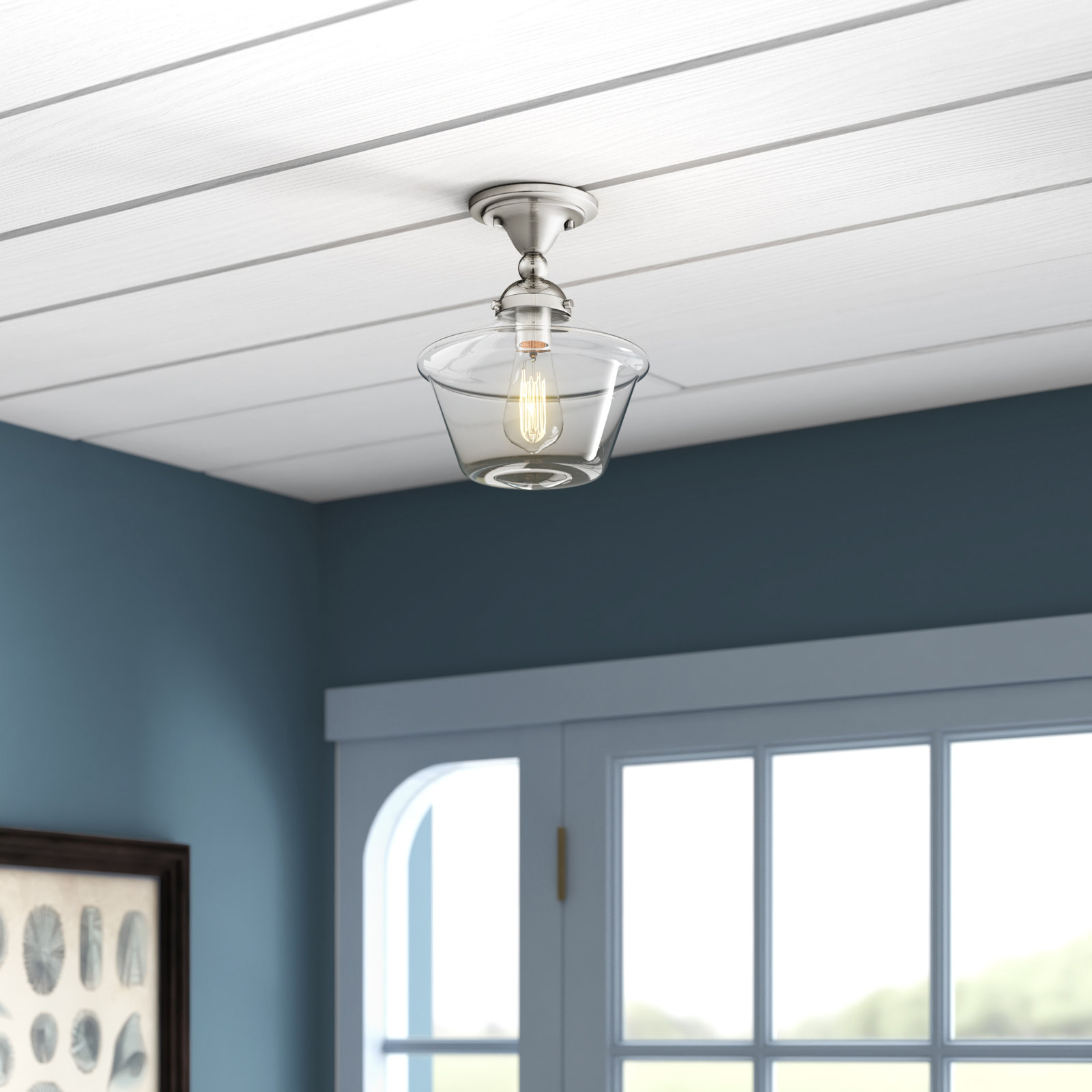 Lassell 1 - Light Semi Flush Mount, Polished Nickel