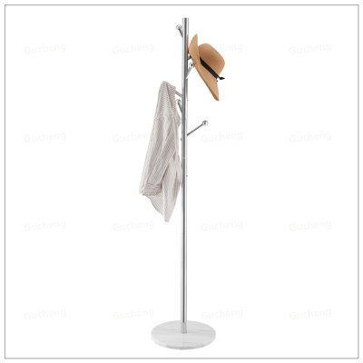 Sturdy Freestanding Coat Rack With Stable Marble Base And 8 Hooks For Efficient Storage