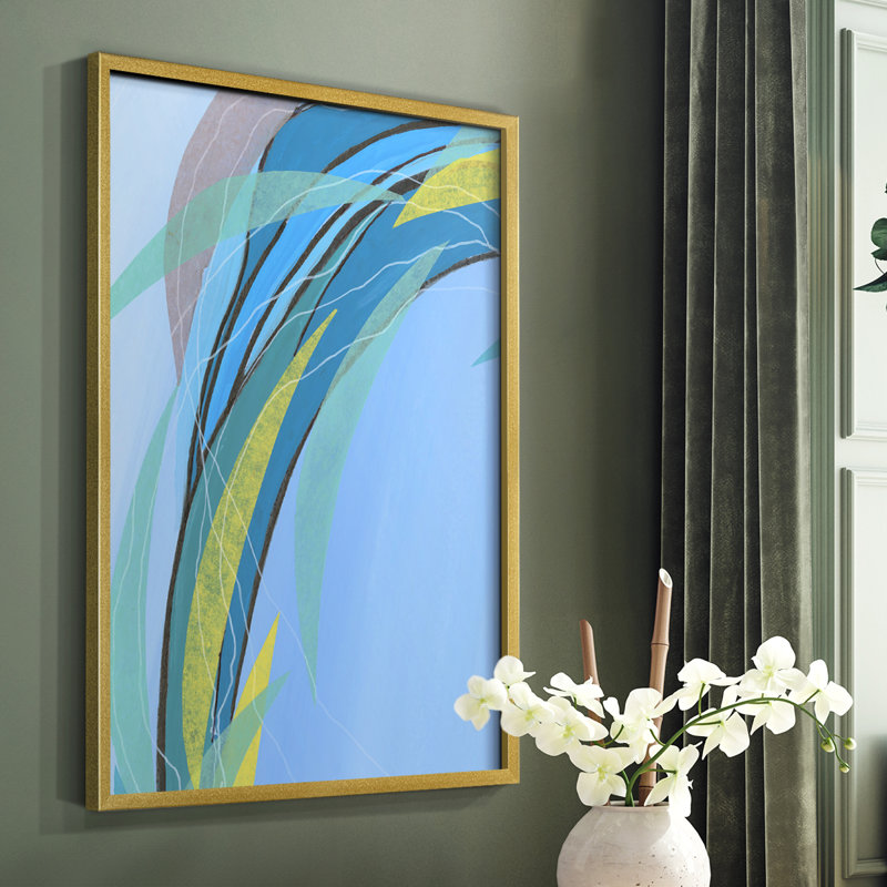 «Circulation Flow III», reproduction encadrée - bois massif, Or, H 10 po x l 8 po