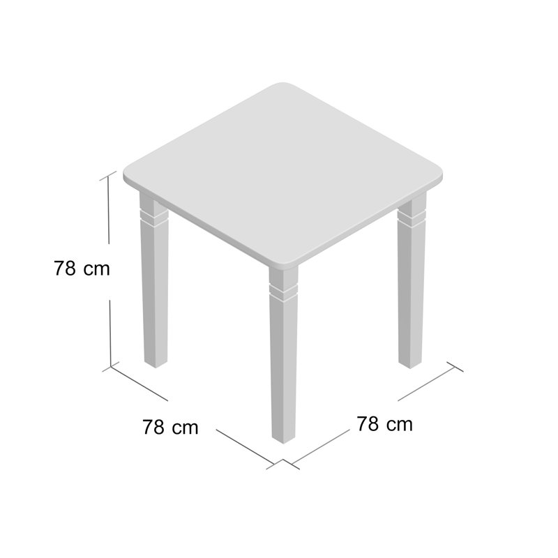 Pols Pine Solid Wood Dining Table, Stained and varnished white/White