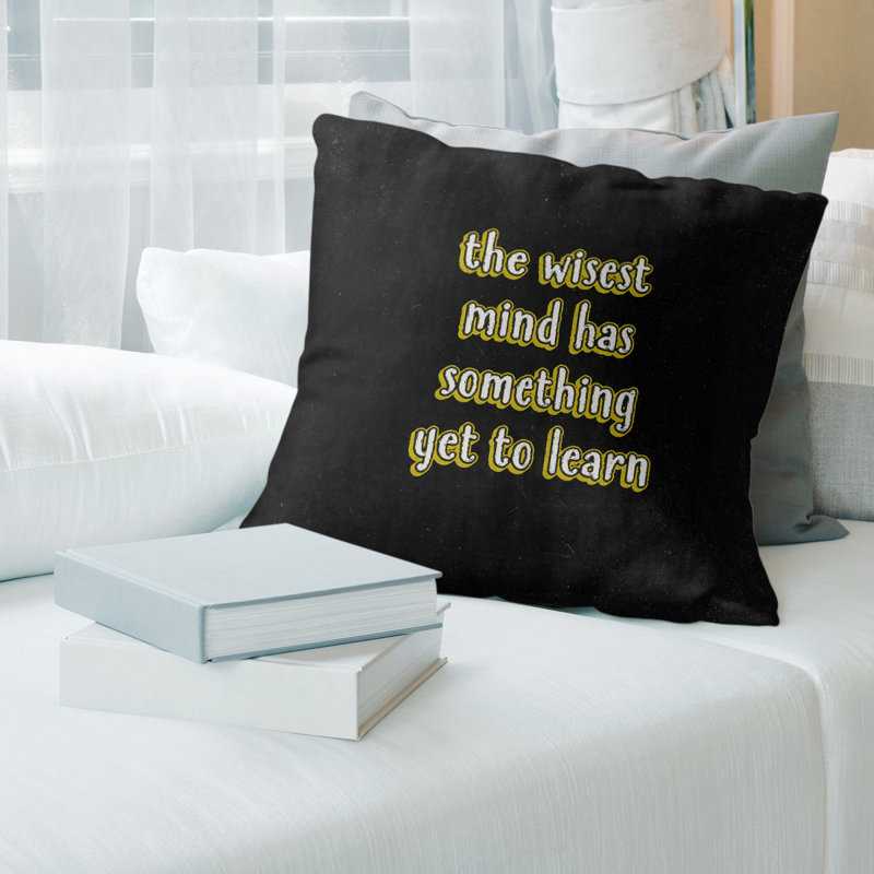 Coussin de style tableau d'apprentissage inspirant, 20 po x 20 po, Jaune, Housse de coussin seulement - sans insert