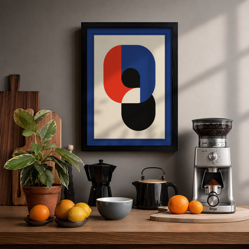 Layered Forms Geometric - Framed Print, A3 - 42.0 x 29.7 cm, Black