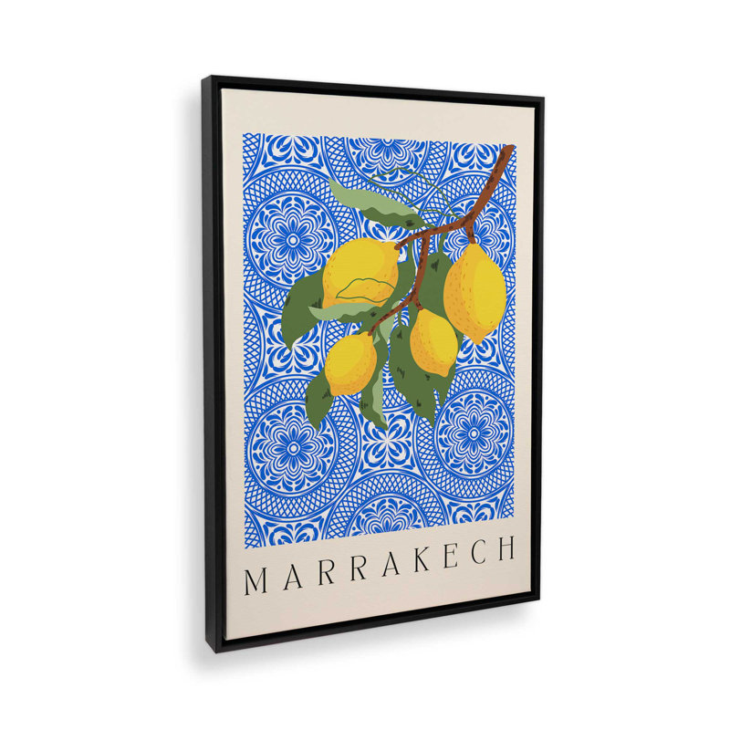 Impression sur toile dans un cadre marocain, H 18,75 po x l 12,75 po, Noir satiné