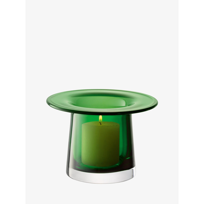 Victoria Glass Candle Holder, 5.25" H x 8.25" W x 8.25" D, Fern Green
