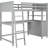 Gray Twin Size Loft Bed: Comfortable Sleeping And Studying Bed With Desk Drawers: Efficient Bedroom Layout-383774857