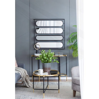 36" X 36" Large Four Oval Wall Mirror With Black Square Frame