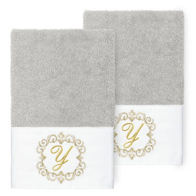 Winston Porter 100% Turkish Cotton MONICA 2PC Embellished Hand Towel Set