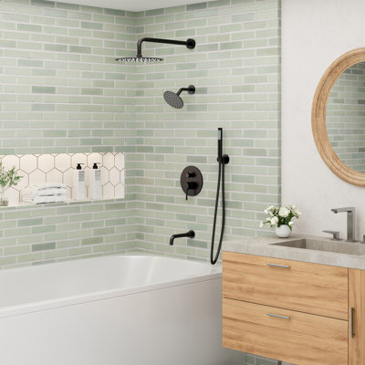 Système de douche à pression équilibrée double à 4 fonctions avec bec de baignoire PureEssence